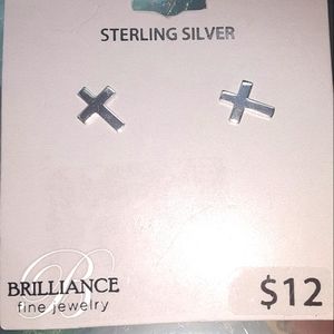 Sterling Silver Cross Stud Earrings